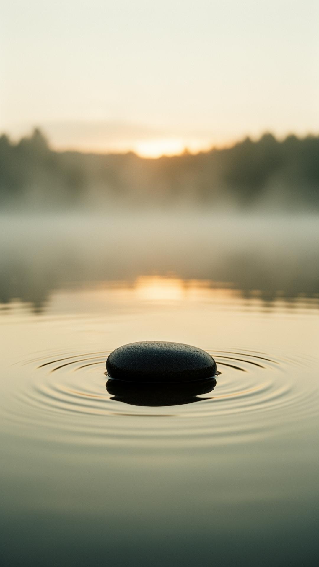 A single river stone resting on warm sand